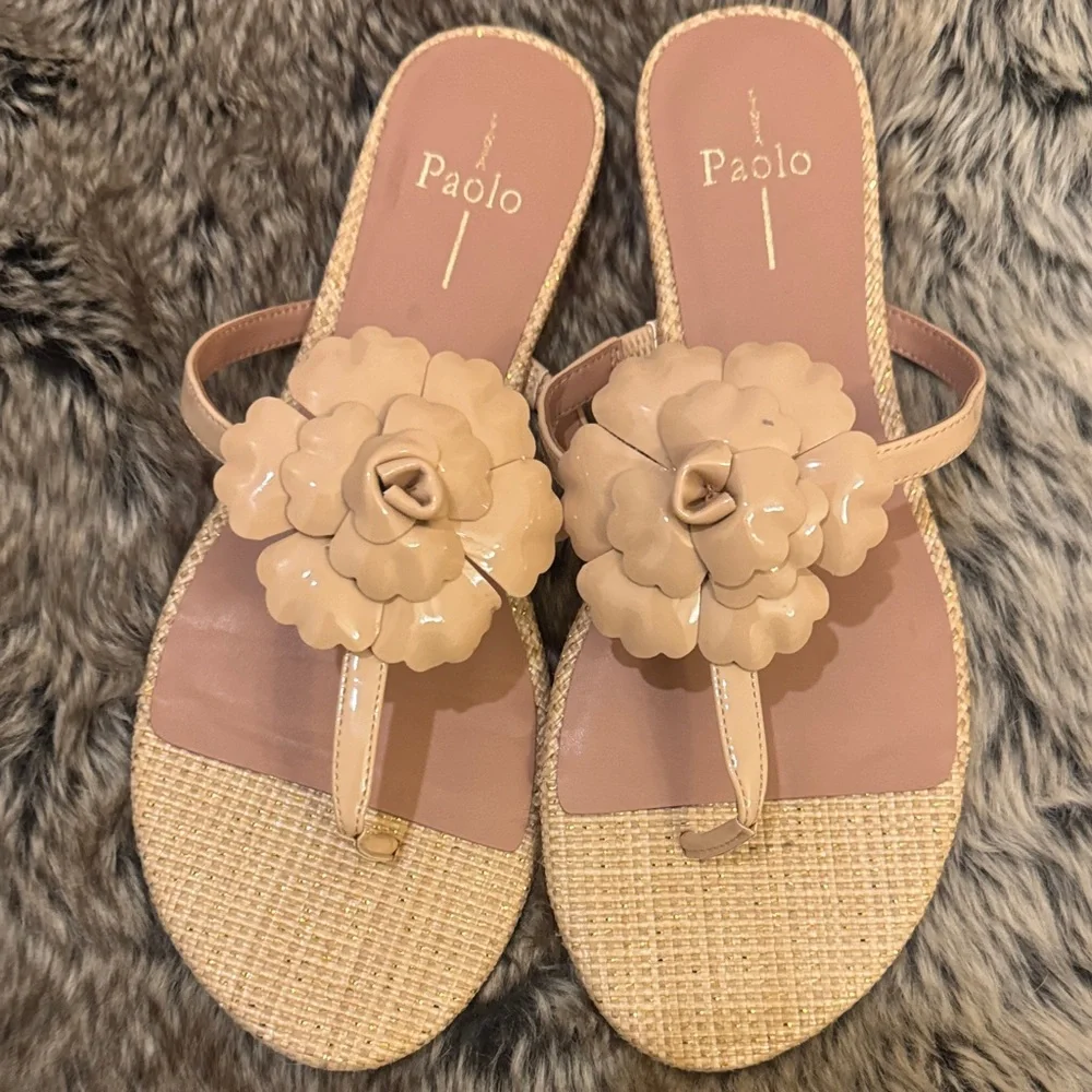 Paolo Tan Floral Thong Sandals - Picture 6 of 6